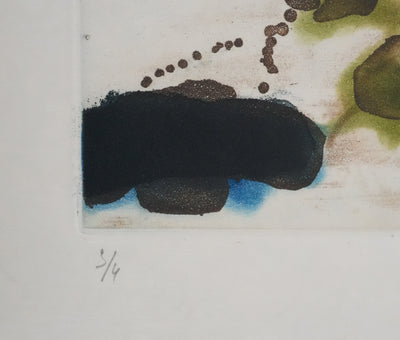 ZAO Wou-Ki : L'étang mouvementé (Japon), Gravure originale signée