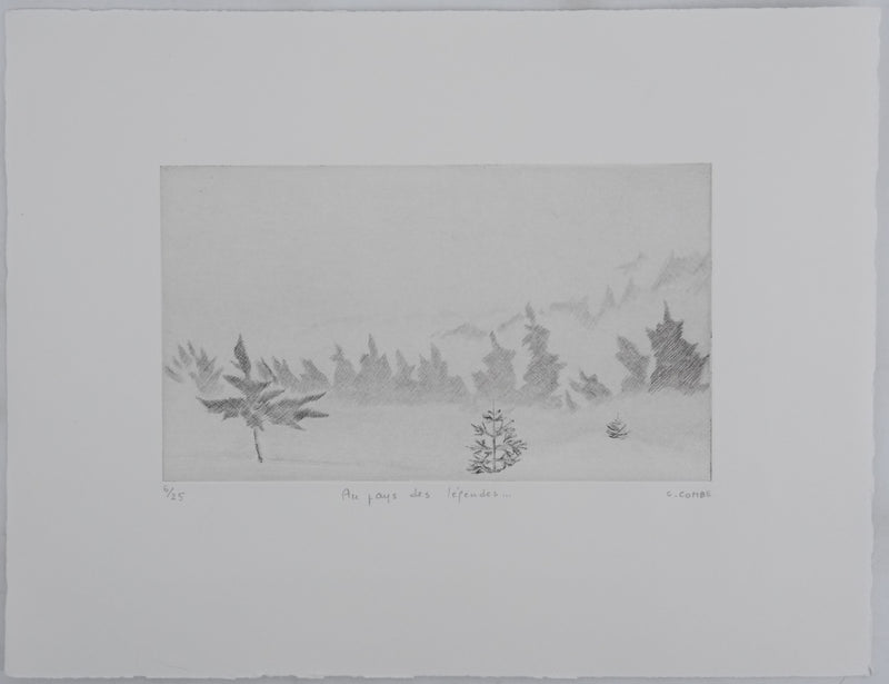 Camille COMBE : Au pays des légendes, Gravure originale signée