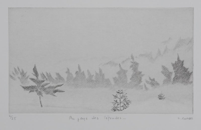 Camille COMBE : Au pays des légendes, Gravure originale signée