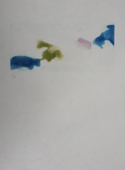 ZAO Wou-Ki : L'étang mouvementé (Etat bleu), Gravure originale signée