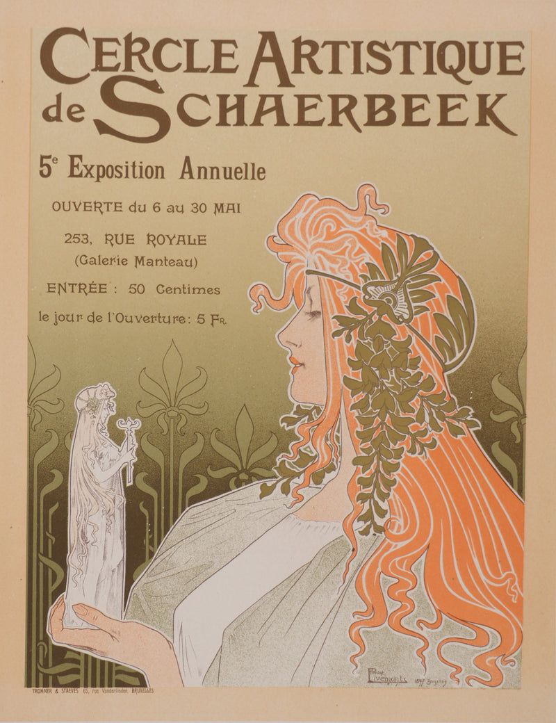 Henri PRIVAT-LIVEMONT : Cercle artistique, Lithographie originale signée
