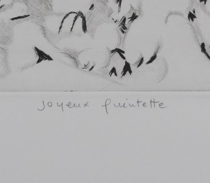 Camille COMBE : Joyeux Quintette, Gravure originale signée