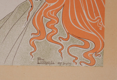 Henri PRIVAT-LIVEMONT : Cercle artistique, Lithographie originale signée