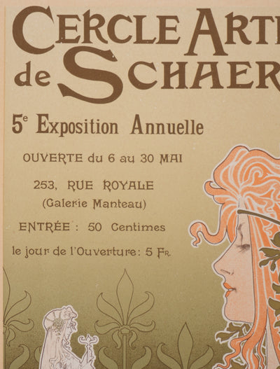 Henri PRIVAT-LIVEMONT : Cercle artistique, Lithographie originale signée