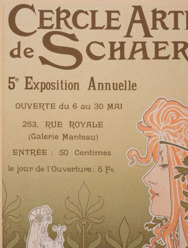 Henri PRIVAT-LIVEMONT : Cercle artistique, Lithographie originale signée