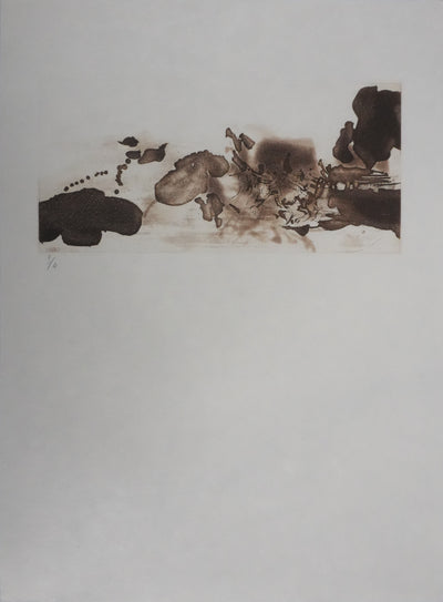 ZAO Wou-Ki : L'étang mouvementé (Etat brun), Gravure originale