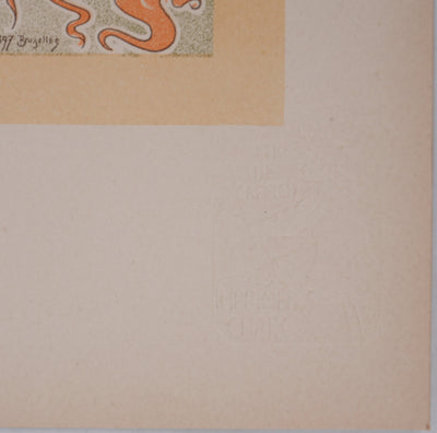 Henri PRIVAT-LIVEMONT : Cercle artistique, Lithographie originale signée