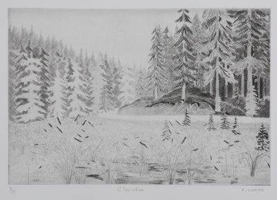 Camille COMBE : Clairière, Gravure originale signée