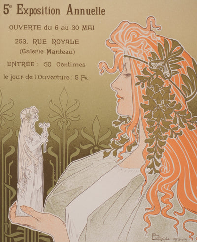 Henri PRIVAT-LIVEMONT : Cercle artistique, Lithographie originale signée