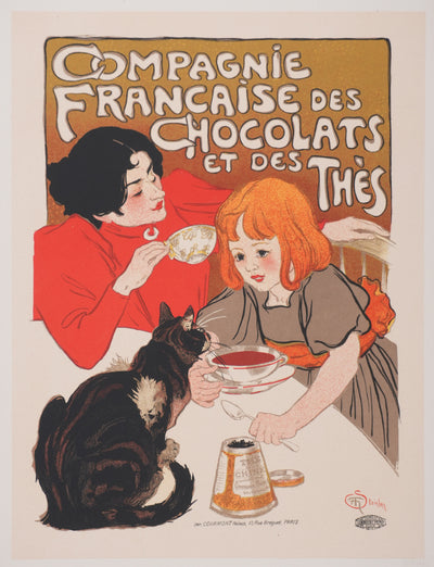 Théophile Alexandre STEINLEN : L'heure du thé, Lithographie originale signée