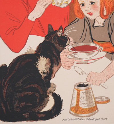 Théophile Alexandre STEINLEN : L'heure du thé, Lithographie originale signée