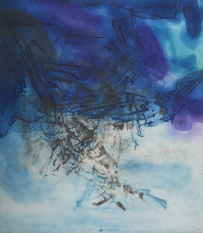 ZAO Wou-Ki : L'étang obscur (Japon), Gravure originale signée