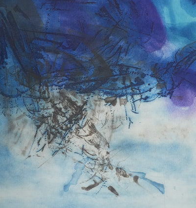 ZAO Wou-Ki : L'étang obscur (Japon), Gravure originale signée