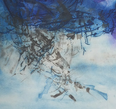 ZAO Wou-Ki : L'étang obscur (Japon), Gravure originale signée