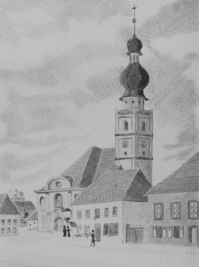 Camille COMBE : Sankt Georg, Gravure originale signée