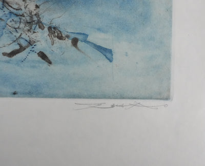 ZAO Wou-Ki : L'étang obscur (Japon), Gravure originale signée