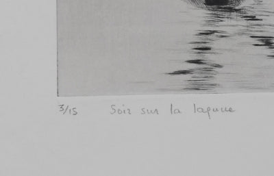 Camille COMBE : Grado : soir sur la lagune, Gravure originale signée