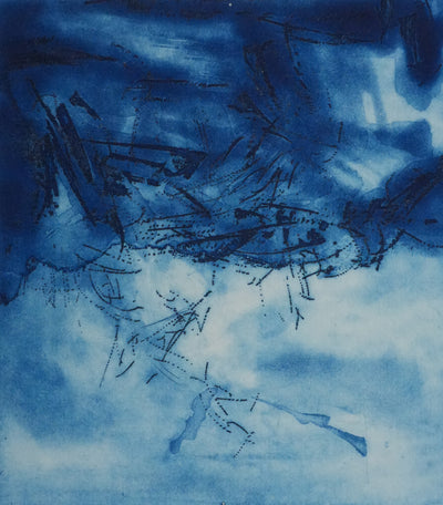 ZAO Wou-Ki : L'étang obscur (Etat bleu), Gravure originale