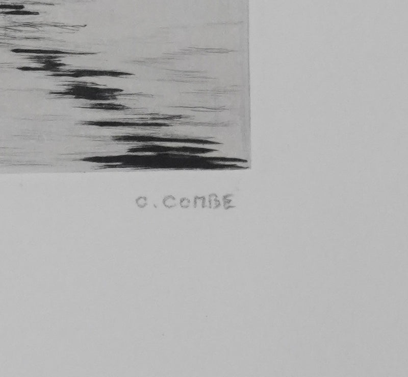 Camille COMBE : Grado : soir sur la lagune, Gravure originale signée