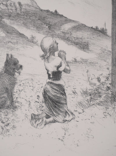 Adolphe WILLETTE : La pieuse, Lithographie originale signée