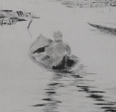 Camille COMBE : Grado : soir sur la lagune, Gravure originale signée