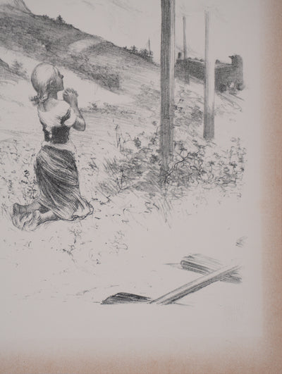 Adolphe WILLETTE : La pieuse, Lithographie originale signée