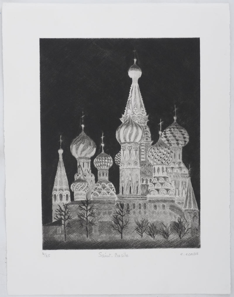 Camille COMBE : Saint-Basile, Gravure originale signée