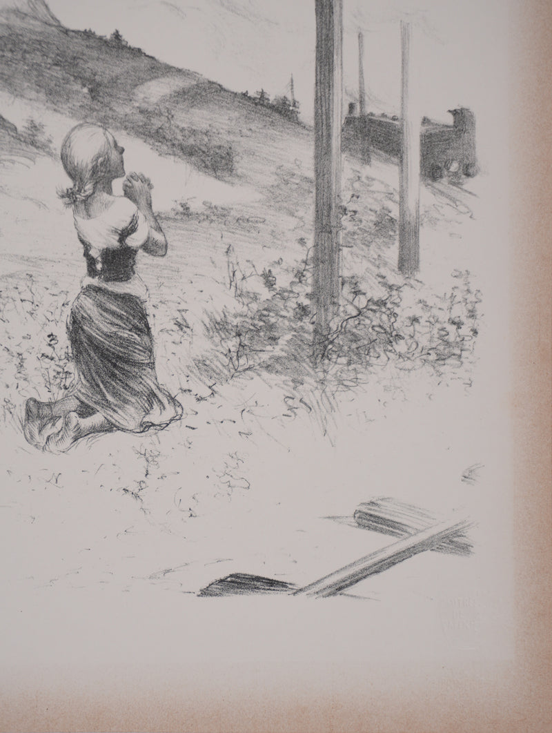 Adolphe WILLETTE : La pieuse, Lithographie originale signée