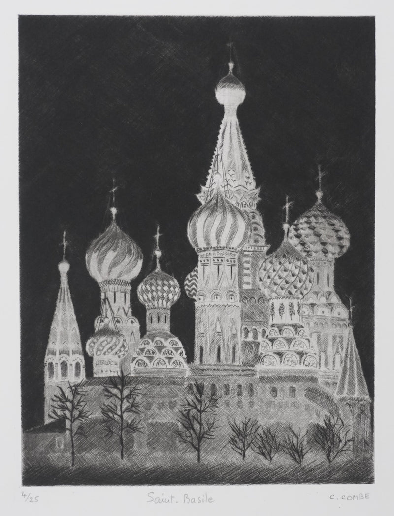 Camille COMBE : Saint-Basile, Gravure originale signée