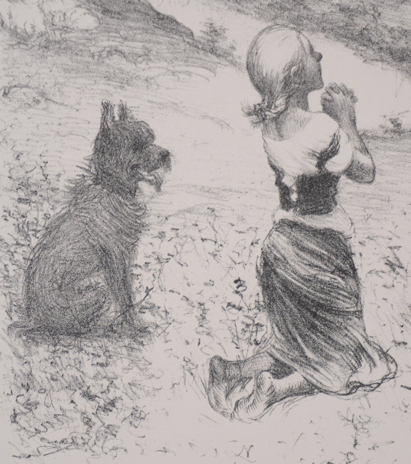 Adolphe WILLETTE : La pieuse, Lithographie originale signée