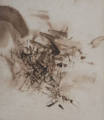 ZAO Wou-Ki : L'étang obscur (Etat brun), Gravure originale