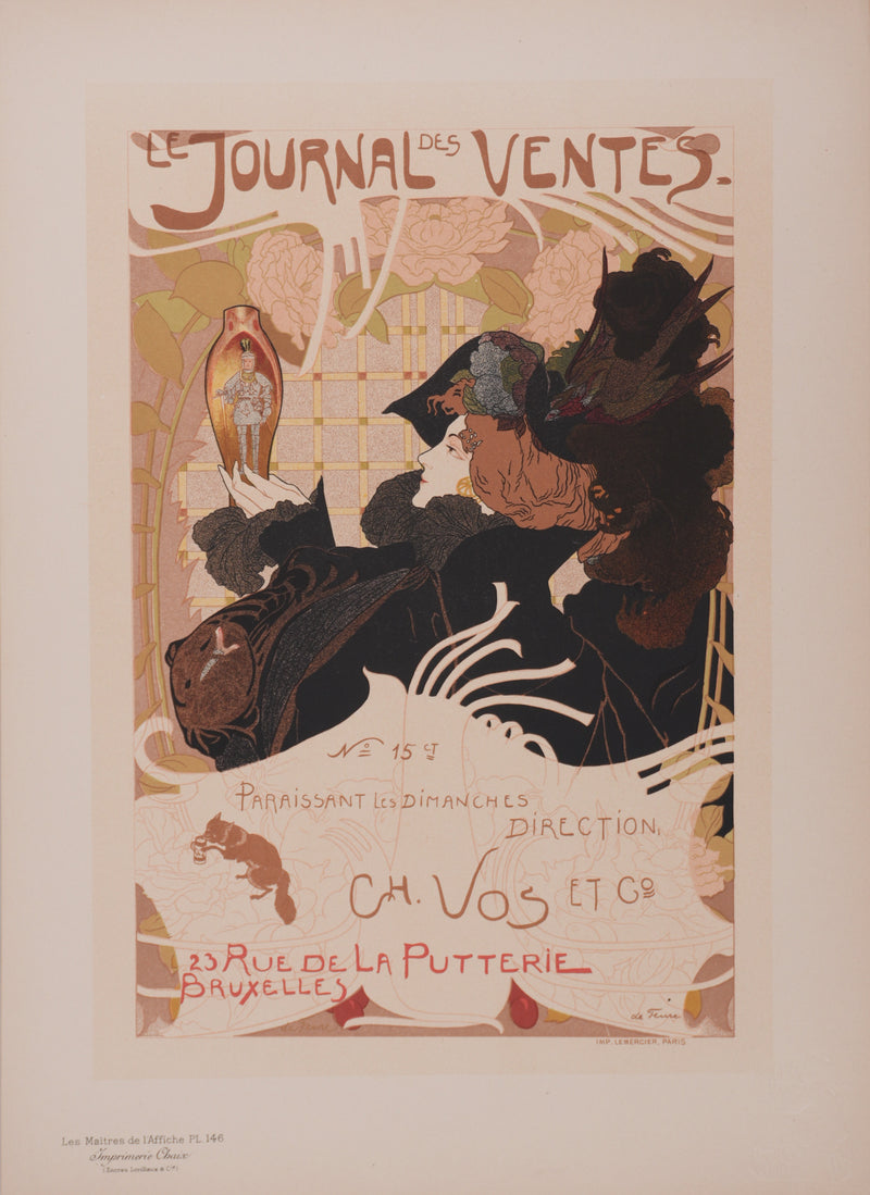 Georges DE FEURE : Le journal des ventes, Lithographie originale signée