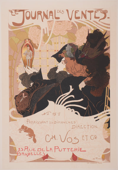 Georges DE FEURE : Le journal des ventes, Lithographie originale signée
