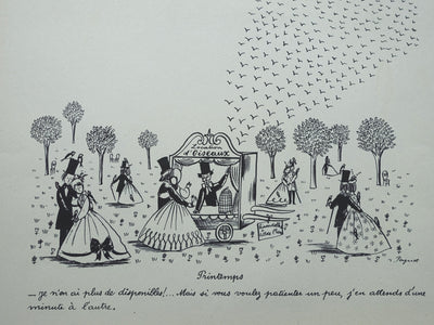 Raymond PEYNET : Location d'oiseaux, Gravure originale (photo de détail 2) - Crédit photo : Galerie Art.Paris