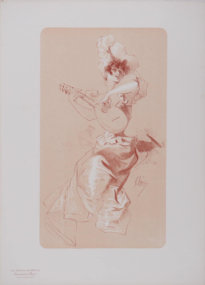 Jules CHERET : La musicienne, Lithographie originale signée