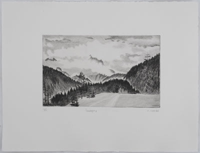 Camille COMBE : La chevauchée des nuages, Gravure originale signée