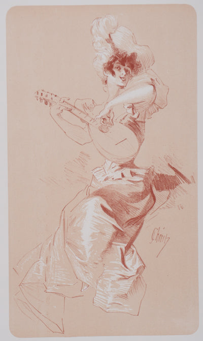 Jules CHERET : La musicienne, Lithographie originale signée