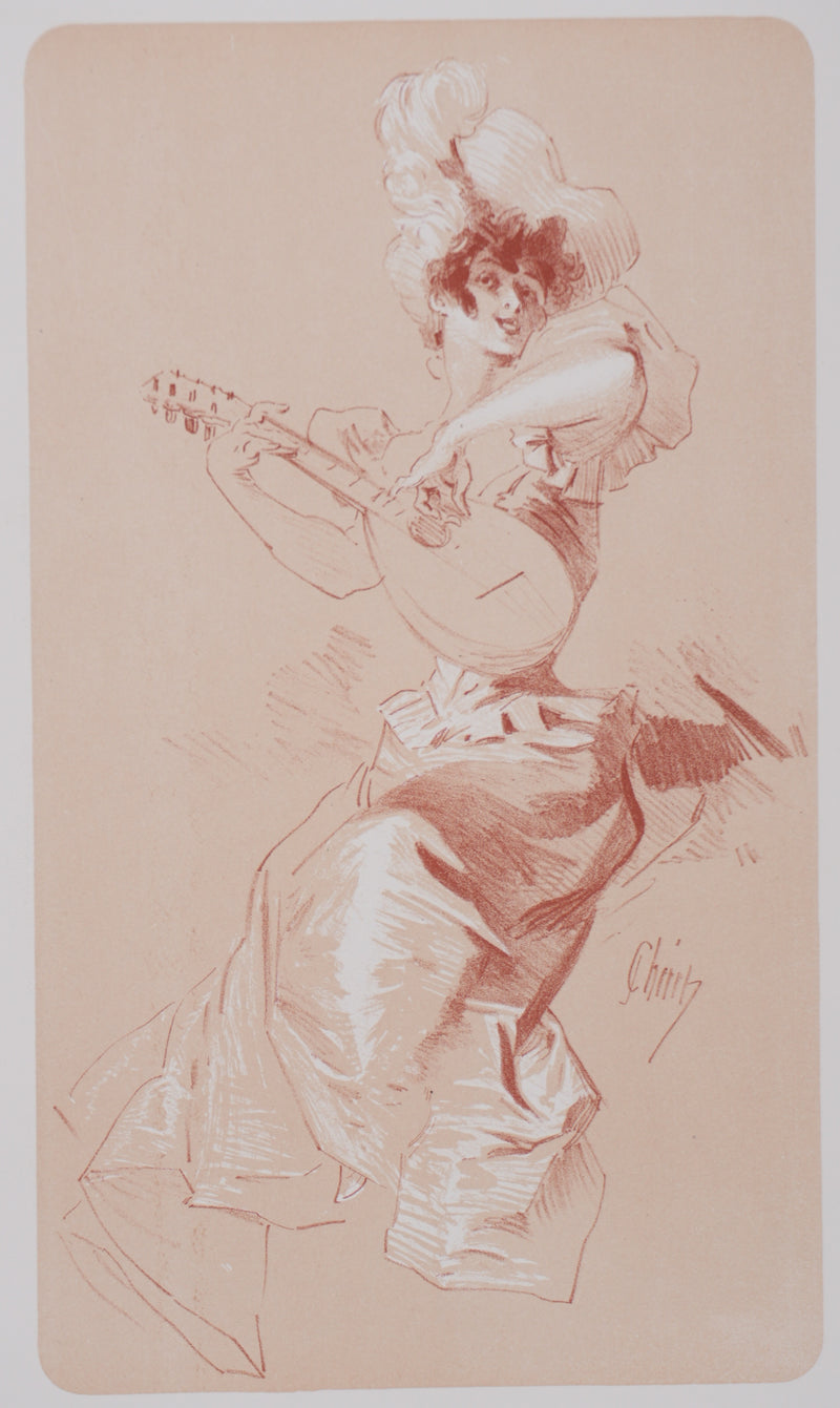 Jules CHERET : La musicienne, Lithographie originale signée