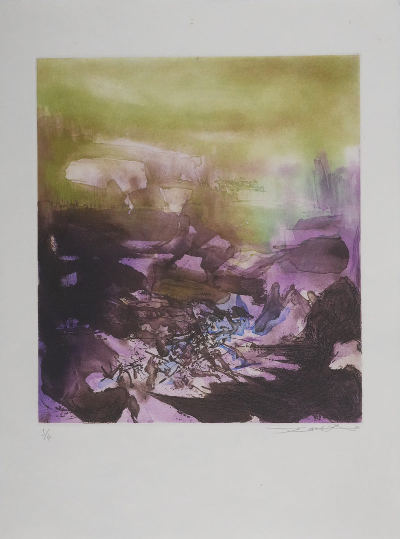 ZAO Wou-Ki : Tempête (Japon), Gravure originale signée
