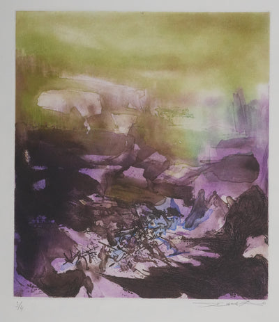 ZAO Wou-Ki : Tempête (Japon), Gravure originale signée