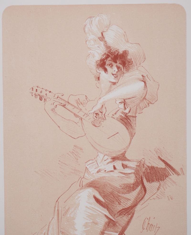 Jules CHERET : La musicienne, Lithographie originale signée