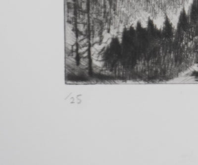 Camille COMBE : La chevauchée des nuages, Gravure originale signée