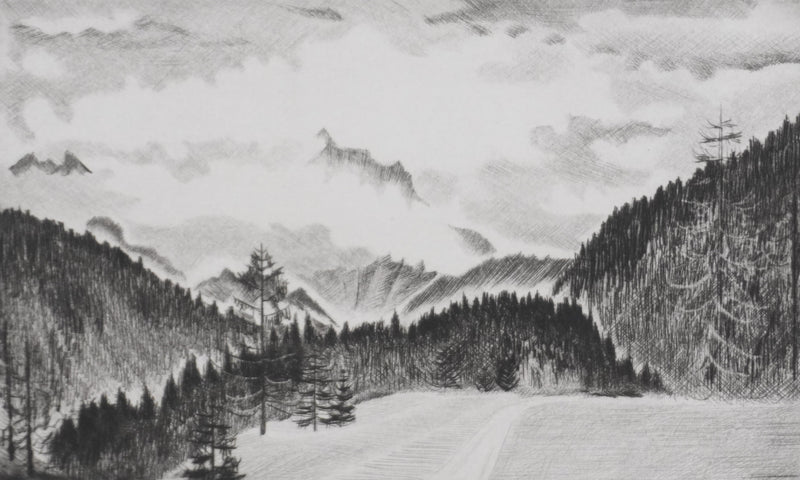 Camille COMBE : La chevauchée des nuages, Gravure originale signée