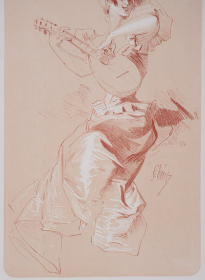 Jules CHERET : La musicienne, Lithographie originale signée