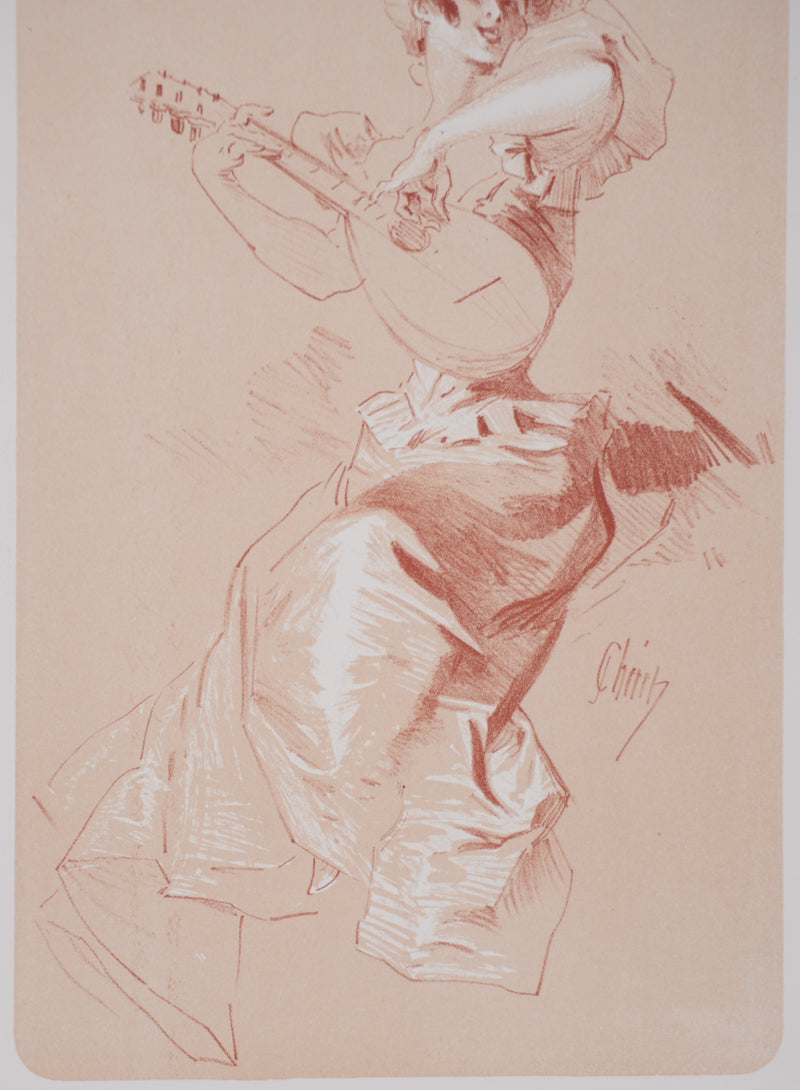 Jules CHERET : La musicienne, Lithographie originale signée