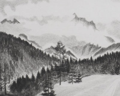 Camille COMBE : La chevauchée des nuages, Gravure originale signée