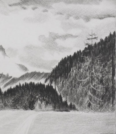 Camille COMBE : La chevauchée des nuages, Gravure originale signée