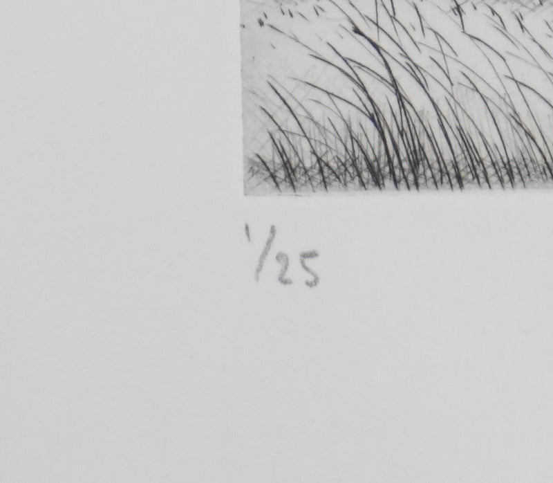 Camille COMBE : Les seigles mûrs, Gravure originale signée
