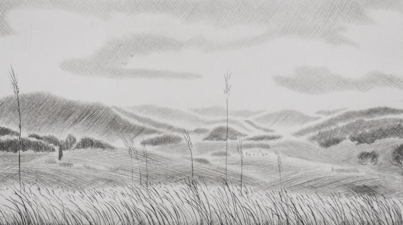 Camille COMBE : Les seigles mûrs, Gravure originale signée