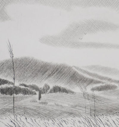 Camille COMBE : Les seigles mûrs, Gravure originale signée